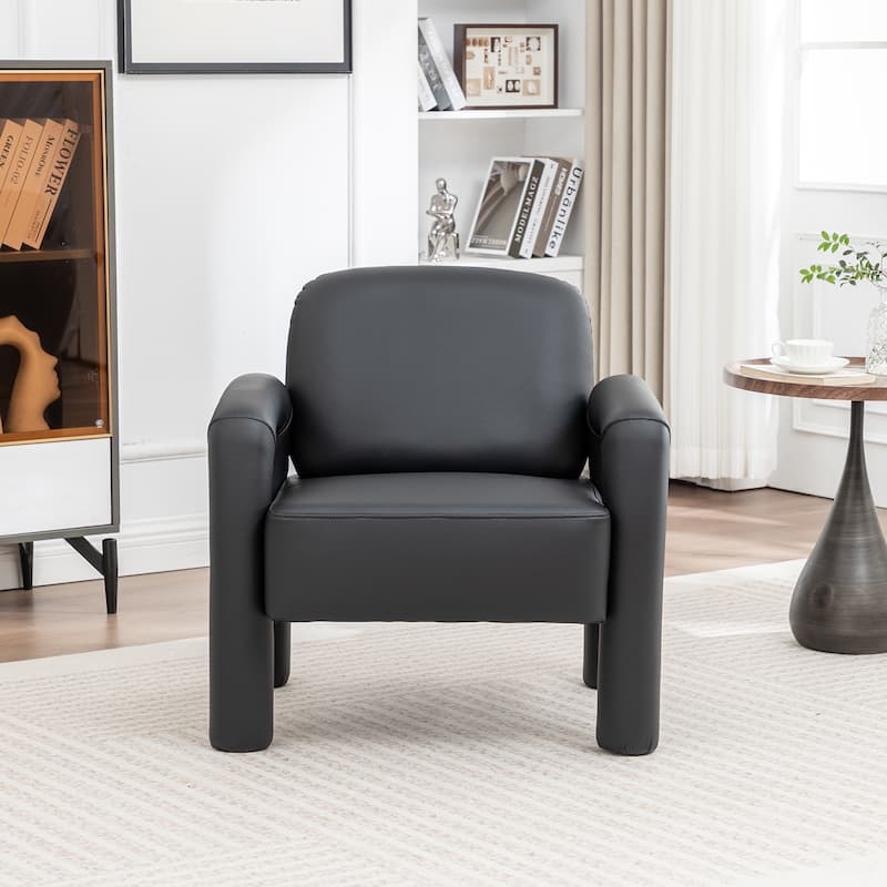 SEYNAR Modern PU Leather Accent Chair with Tubular Multifunctional Legs for Living Room