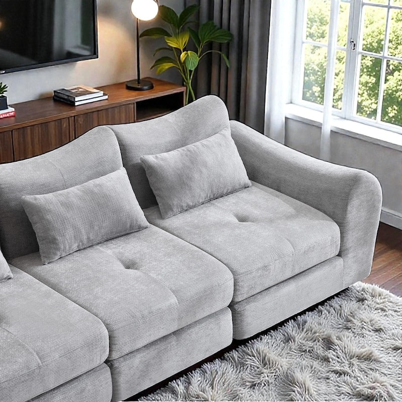 Modular Cloud Sofa, Convertible Folding Sofa Bed, 3-Seat Cushioned Sectional Couch for Living Room Bedroom