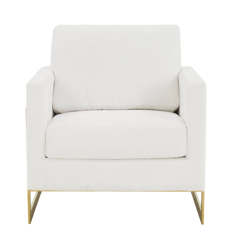 Lincoln Modern Boucle Arm Chair with Gold Stainless Steel Frame Upholstered Single Seater Sofa - 34.25" H x 31.5" W x 33.85" D