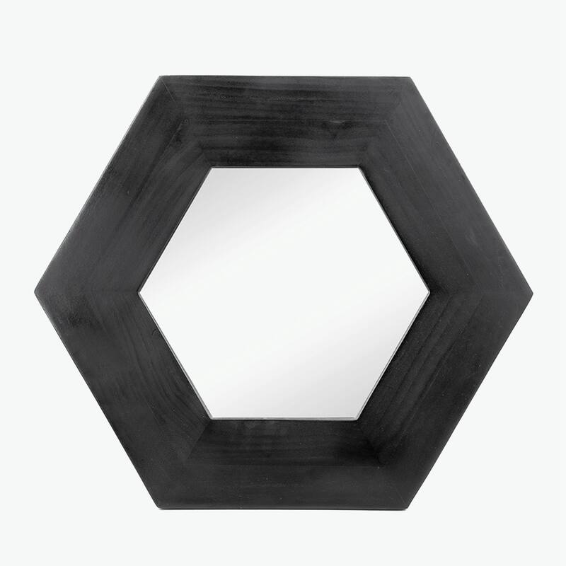 18.5" x 18.5" Hexagon Mirror with Wood Frame