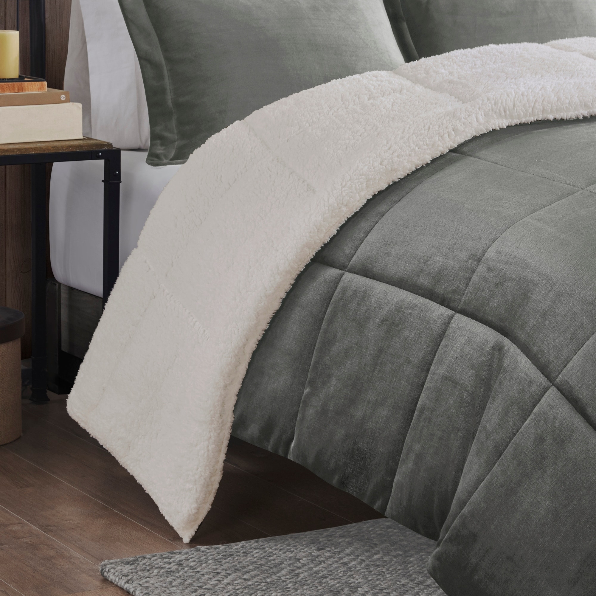 Woolrich Alton Plush to Sherpa Down Alternative Comforter Set On