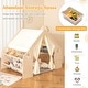 preview thumbnail 6 of 8, 6-in-1 Kids Play Tent Playhouse with Blackboard 6 Storage Bins and Floor Cushion-Beige - Natural - 57" x 38" x 45"