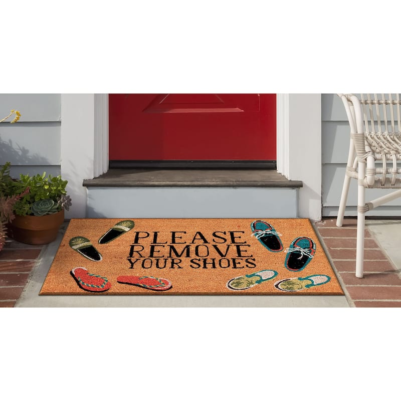 Liora Manne Natura "Please Remove Your Shoes" Outdoor Mat - Natural - 18" x 30"