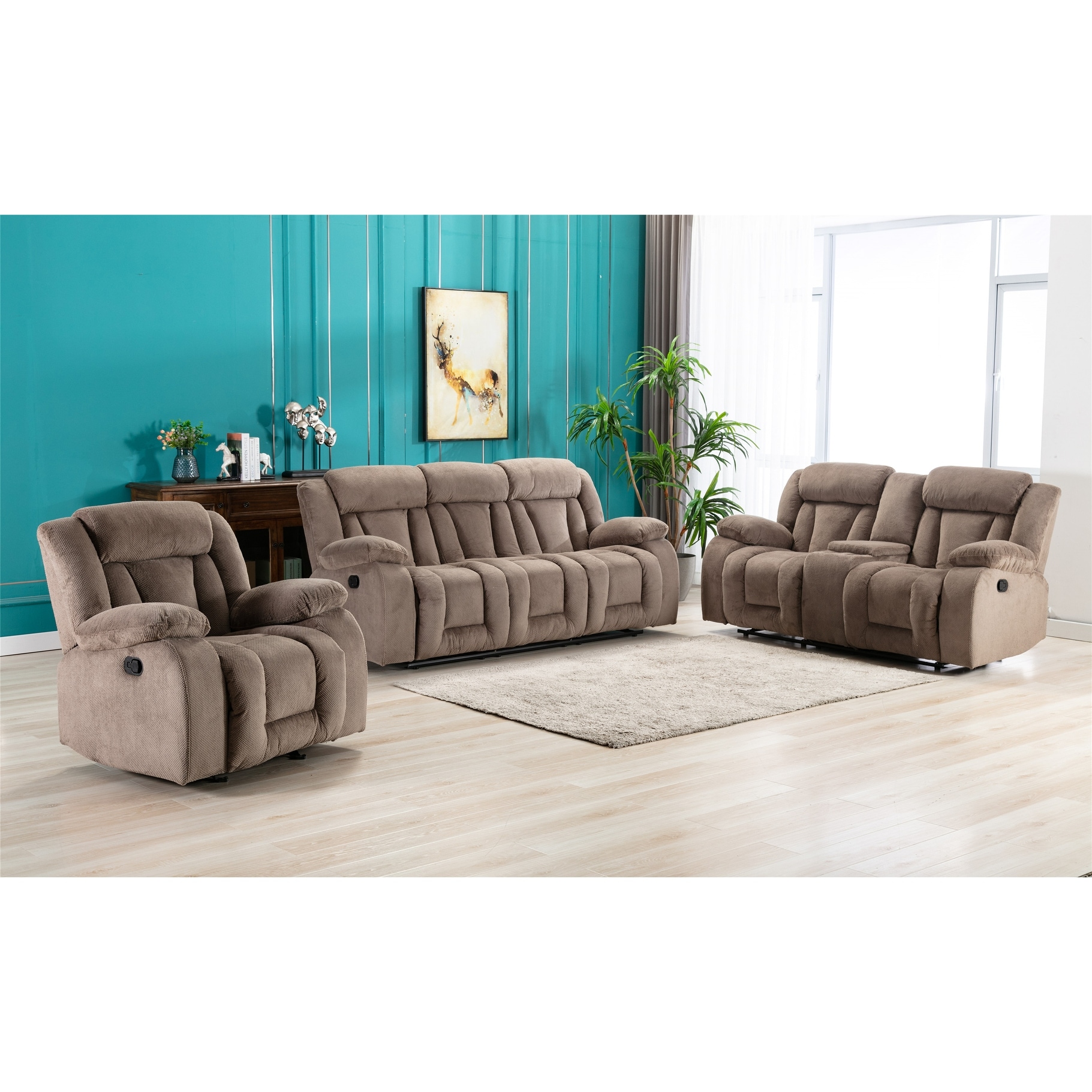 Fabric Overstuffed Heavy Duty Recliner Sofa On Sale Overstock 32621073