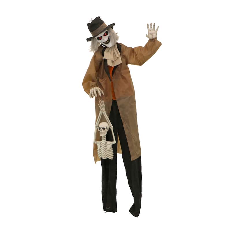 Haunted Hill Farm 5.25-ft. Poseable Animatronic Gravekeeper with Red Eyes