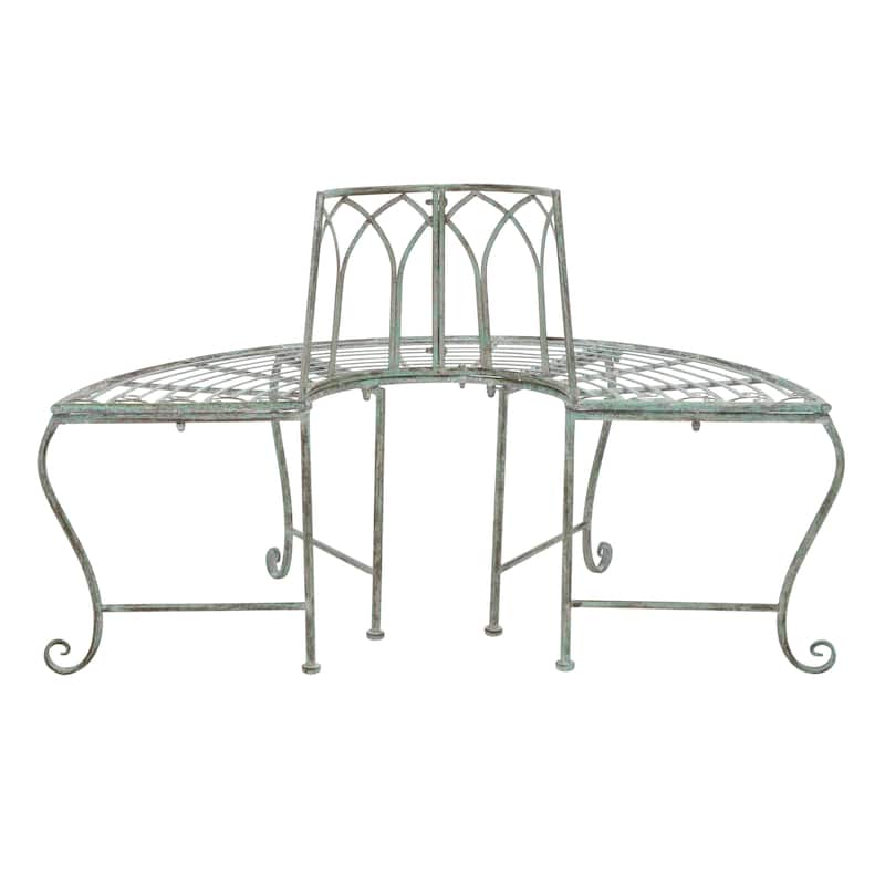 SAFAVIEH Nya Victorian Wrought Iron 50-inch Outdoor Tree Bench - 50 In. W x 24 In. D x 31 In. H - 50"W x 24"D x 31"H