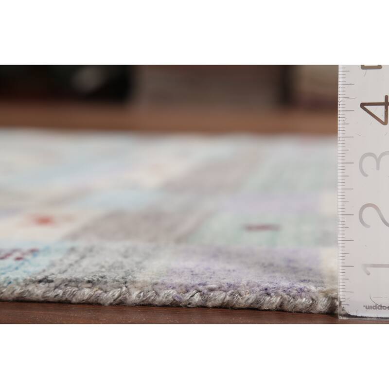 All-Over Tribal Gabbeh Indian Area Rug Hand-Knotted Wool Carpet - 4'9"x 6'6"