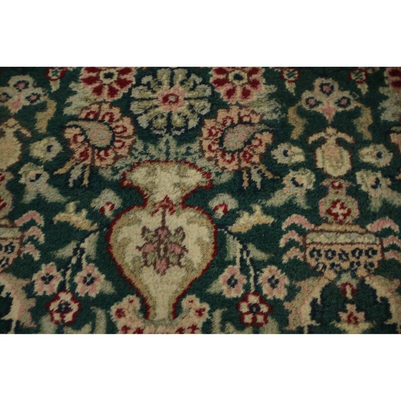 Hand Knotted Oriental 100% Wool Carpet Traditional Floral Green Agra Area Rug - 6' 2'' X 4' 1''