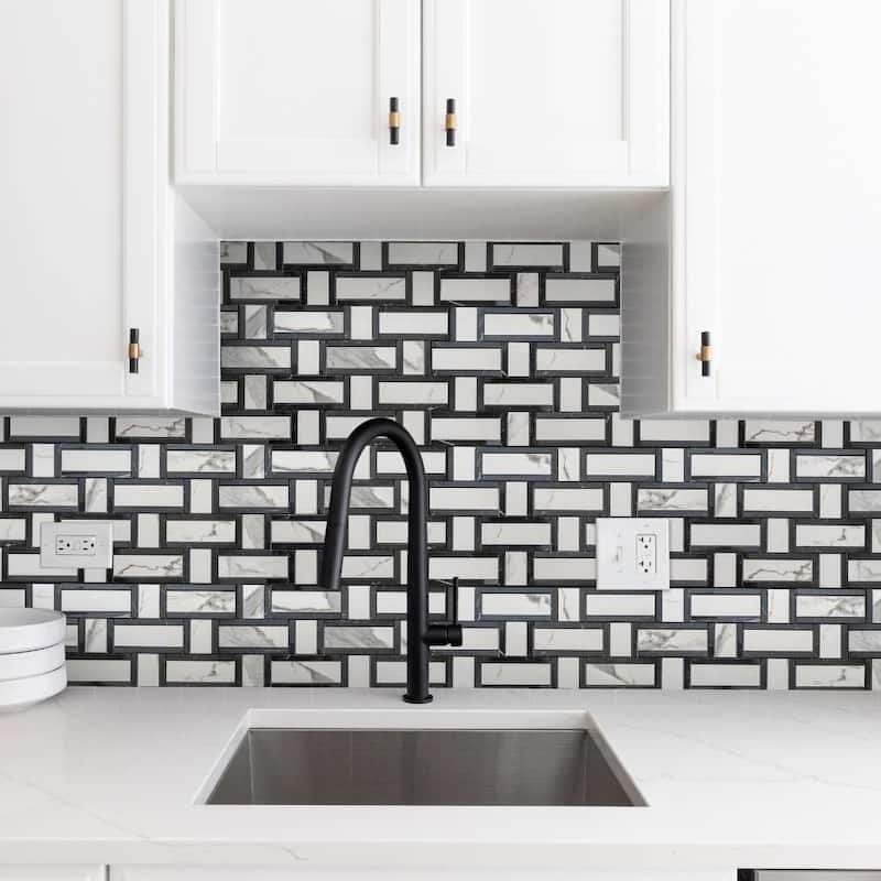 Stately Tre Basketweave 9.5x14 Porcelain Mosaic Tile - Floor, Wall, Backsplash