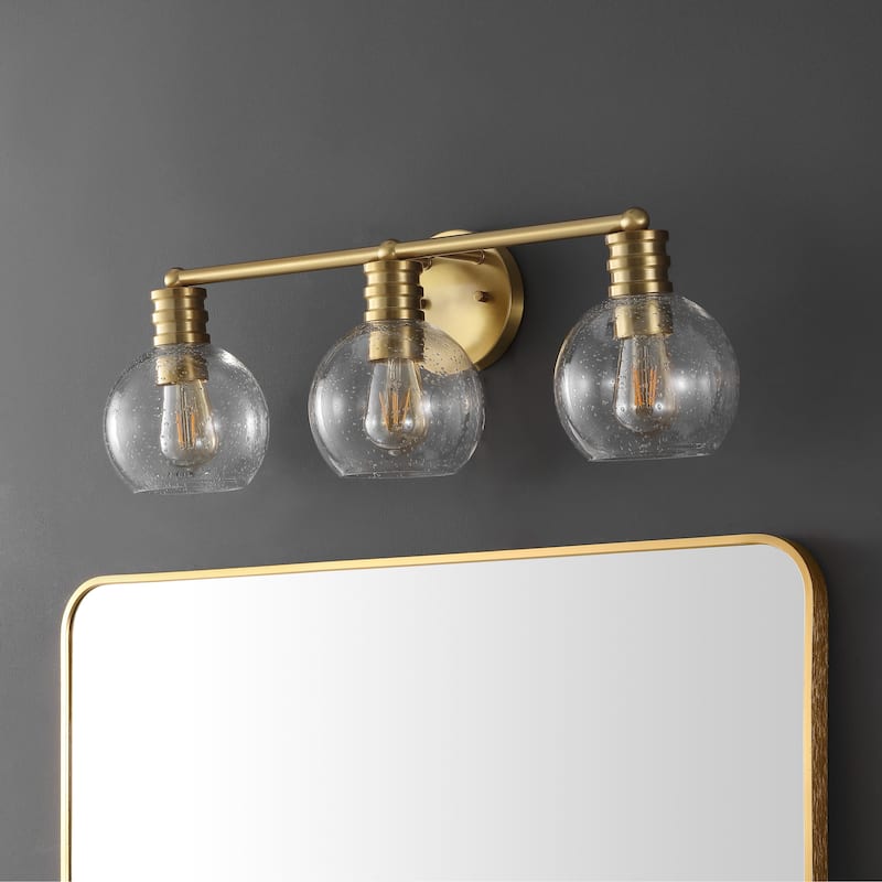 SAFAVIEH Lighting Egita 3-Light 26-inch Speckled Glass Wall Sconce (LED Bulbs Included) - 26.8 In. W x 7.8 In. D x 8.8 In. H