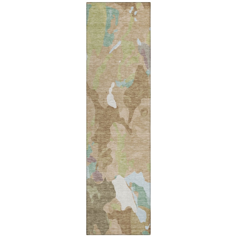 Machine Washable Indoor/Outdoor Modern Brushstrokes Chantille Rug