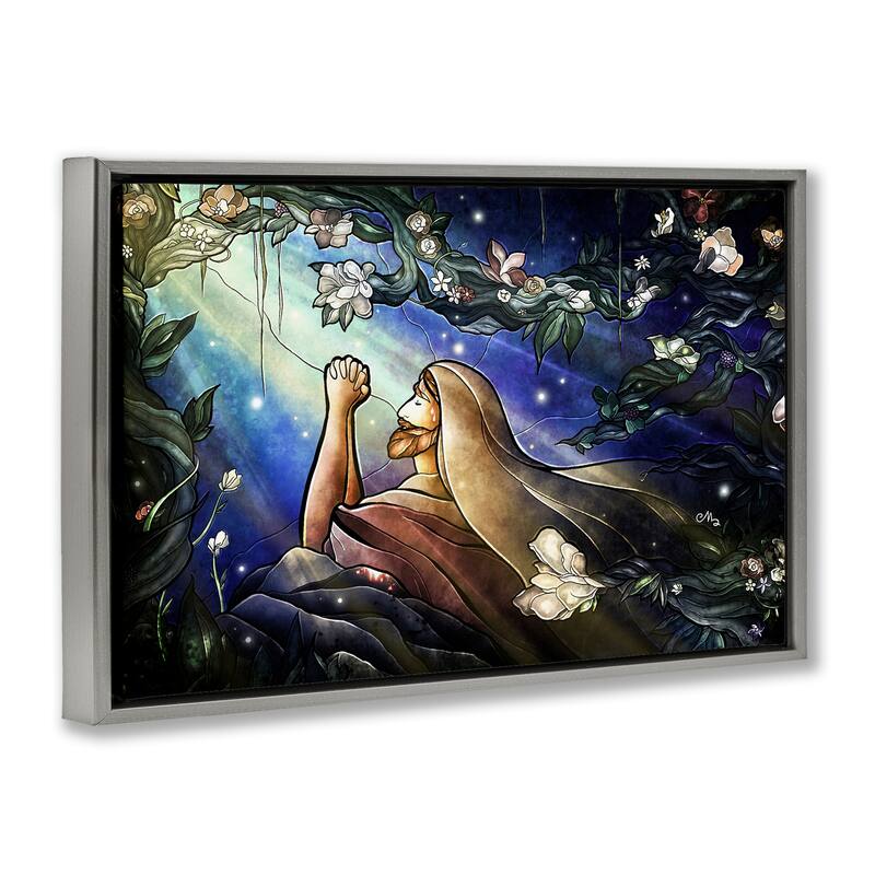 Stupell Religious Gethsemane Prayer Framed Floater Canvas Wall Art Design By Mandie Manzano