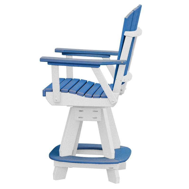 OS Home and Office Five Piece Round Counter Height Dining Set in Blue on a White Base