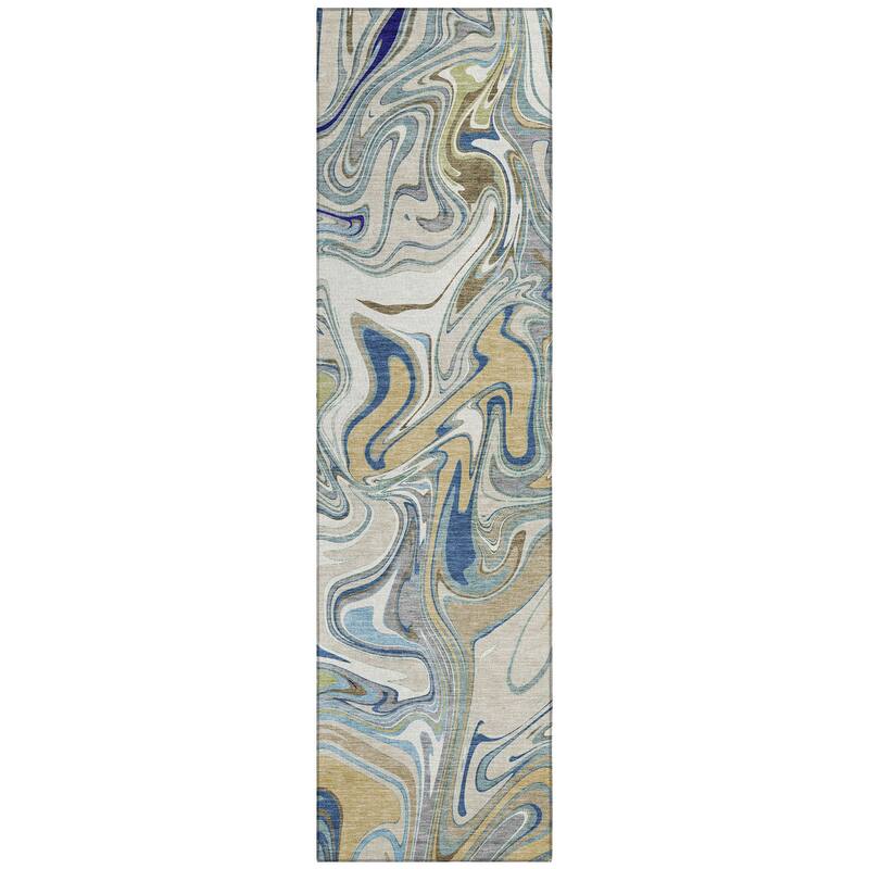 Machine Washable Indoor/ Outdoor Contemproary Fusion Chantille Rug