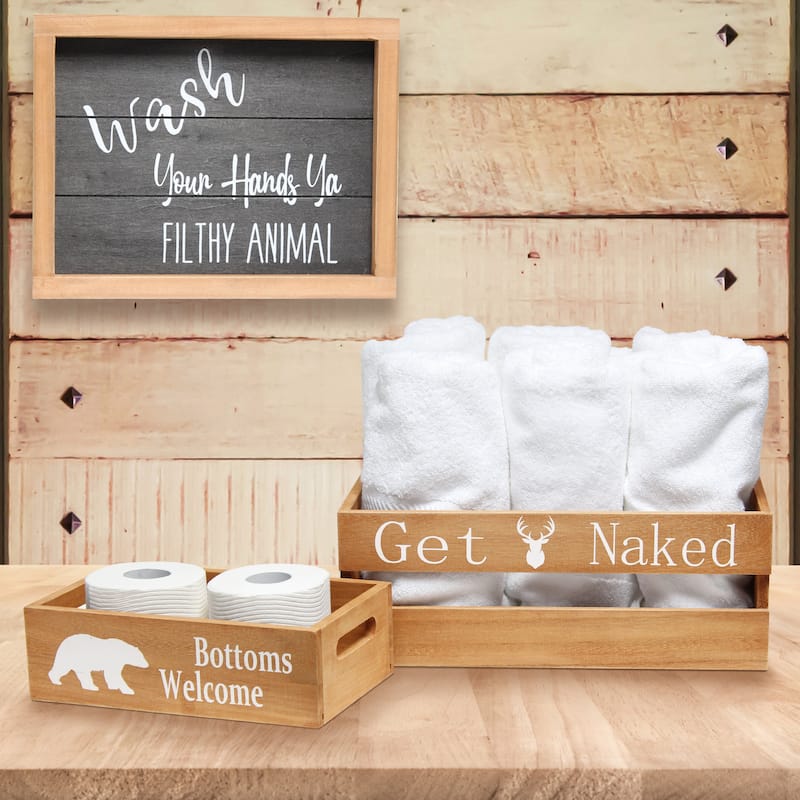 Elegant Designs Three Piece Decorative Wood Bathroom Set