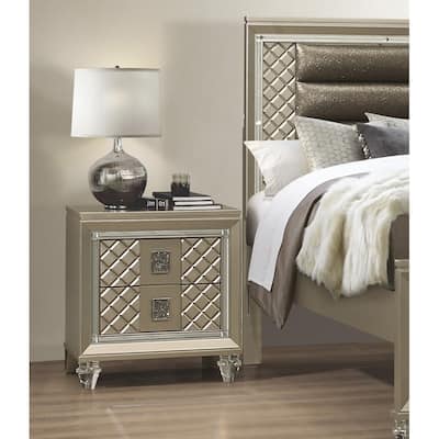 1pc Nightstand of 2 Drawers Acrylic Feet Bedside Table