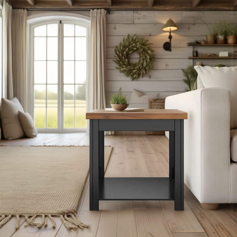 Bridgevine Home Modern Farmhouse 24 inch Side Table, No Assembly Required, Two-Tone Finish