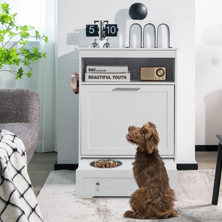 Pet Feeder Station with Stainless Steel Bowl - 24" x 14" x 32.5"