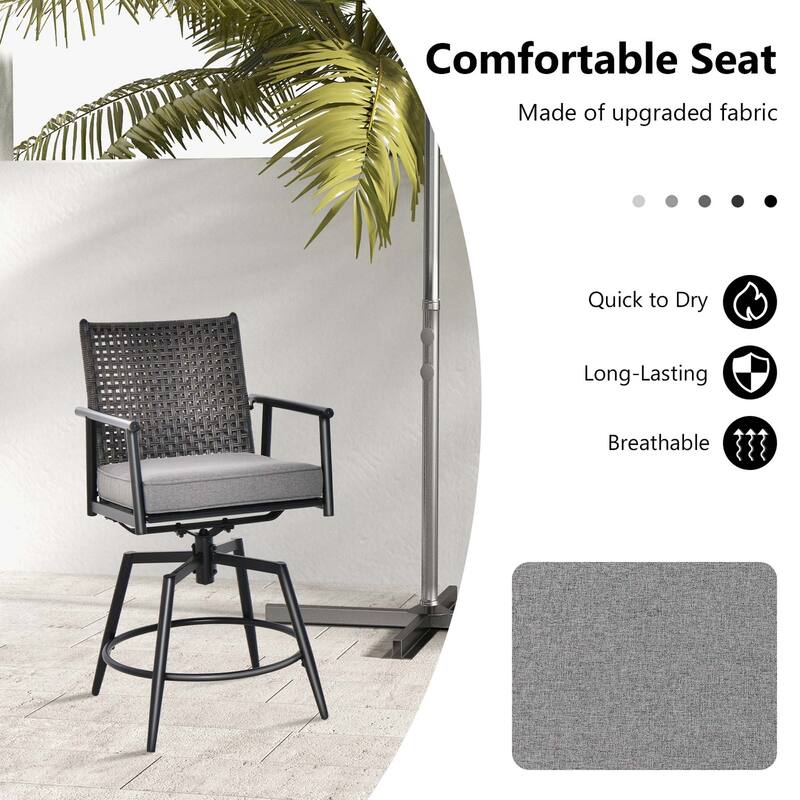 Costway 360° Swivel Bar Stool Set of 2 Counter Height Bar Chair with - See Details