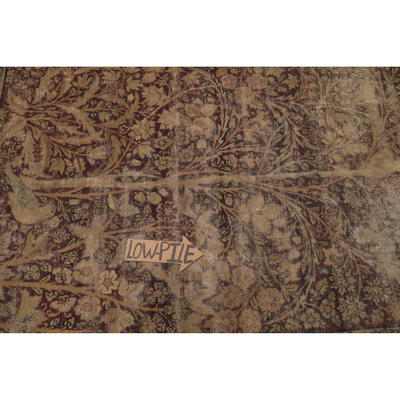 Hand Knotted Oriental 100% Wool Carpet Traditional Floral Red Kerman Area Rug - 10' 3'' X 4' 11''