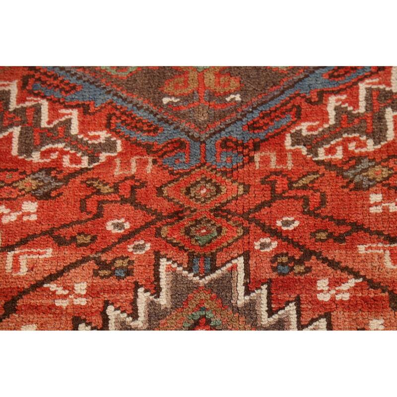 Geometric Heriz Persian Vintage Area Rug Hand-Knotted Wool Carpet - 8'3"x 10'10"