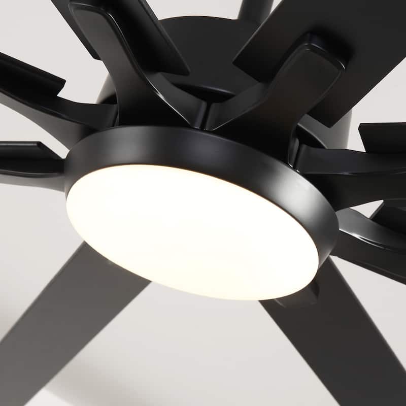 65" Farmhouse Gold Plywood Indoor Large Ceiling Fan with Light and Remote