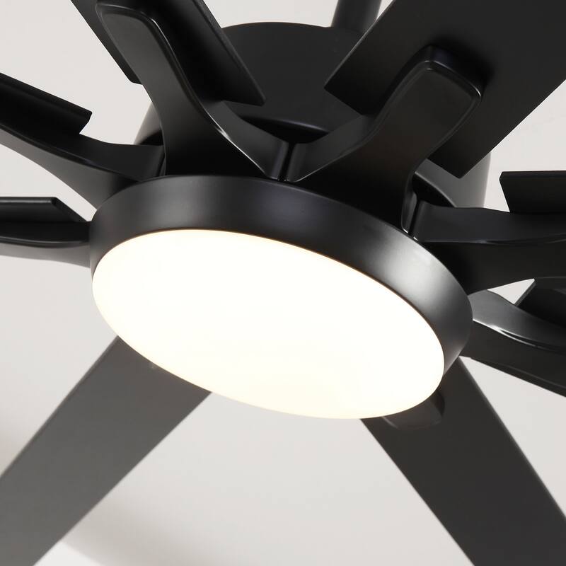 65" Integrated LED White Dimmable Ceiling Fan with Light and Remote - 65" D x 65" W x 13.4" H