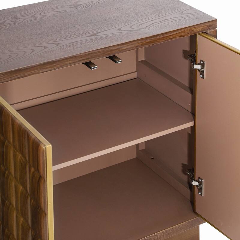 Modern 4-Door Storage Cabinet with Geometric Design and Adjustable Shelves for Home Organization