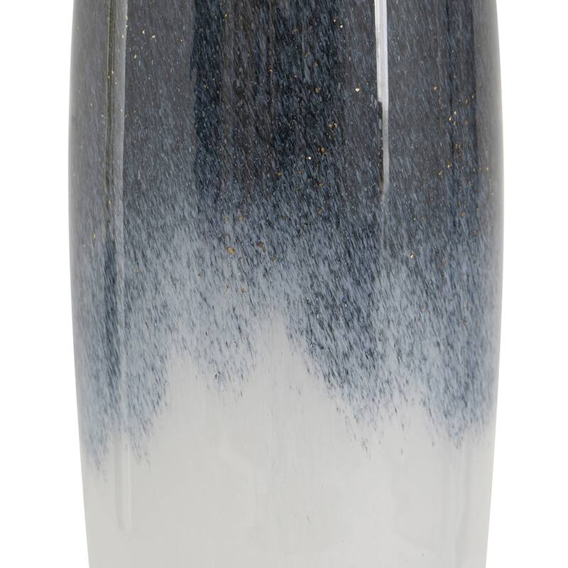 Two-Toned Glass Table Lamp with White Linen Drum Shade - 28.25"