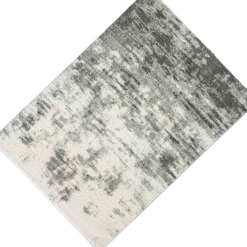 Pax 5 x 7 Modern Area Rug, Smoky Paint Design, Fabric, Medium, Cream, Gray - 5 x 7