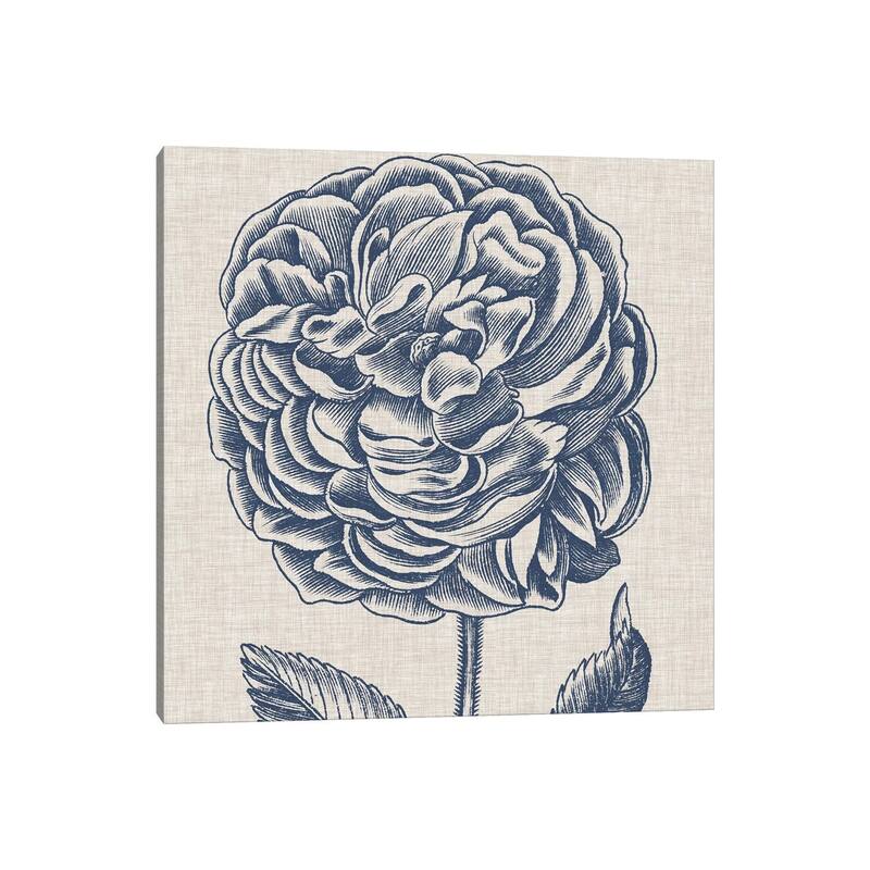 iCanvas "Indigo Floral on Linen V" by Vision Studio Canvas Print