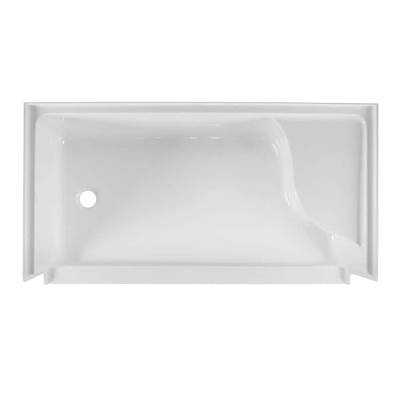 Fine Fixtures Single Threshold Acrylic Non-Slip Shower Base With Seat - 60 x 32