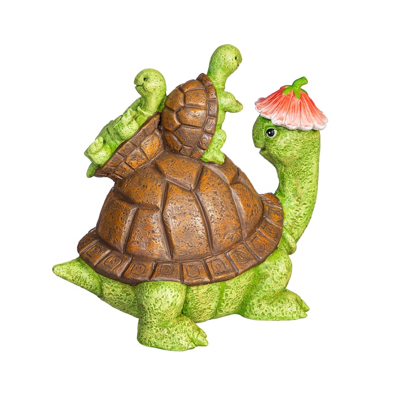7" Resin Turtle With Kids Statue