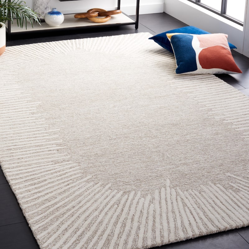 SAFAVIEH Handmade Abstract Deema Modern Wool Rug - 4' x 6' - Natural/Ivory - Rectangle