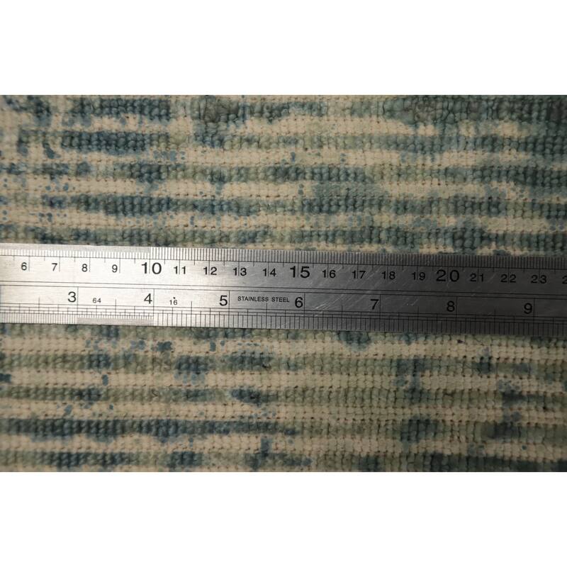 Hand Knotted Oriental Viscose Silk Carpet Modern All-Over Green Abstract Area Rug - 7' 9'' X 5' 4''