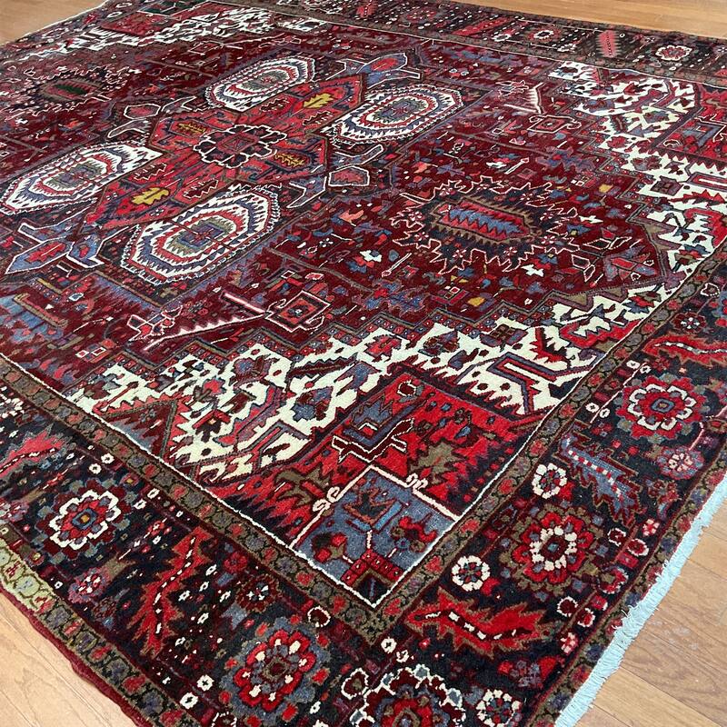 HERAT ORIENTAL Handmade 1890's Antique Heriz Wool Rug - 9'10" x 12'4"