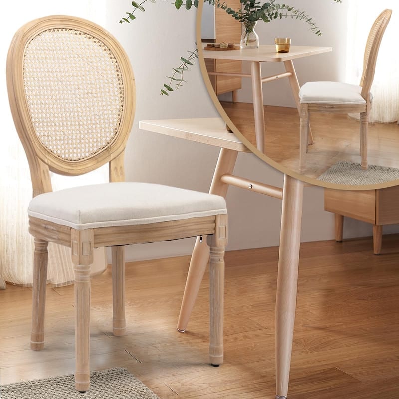 Upholstered French Style Nailhead Dining Chairs(Set of 6)