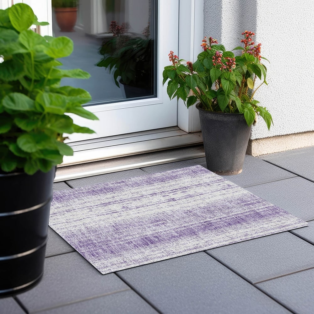 Machine Washable Indoor/ Outdoor Chantille Stripes Ombre Rug