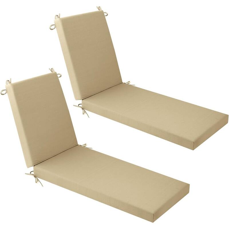 WINSOON Chaise Lounge Cushions Outdoor 72 x 21 x 3 Inch - Light Brown x2