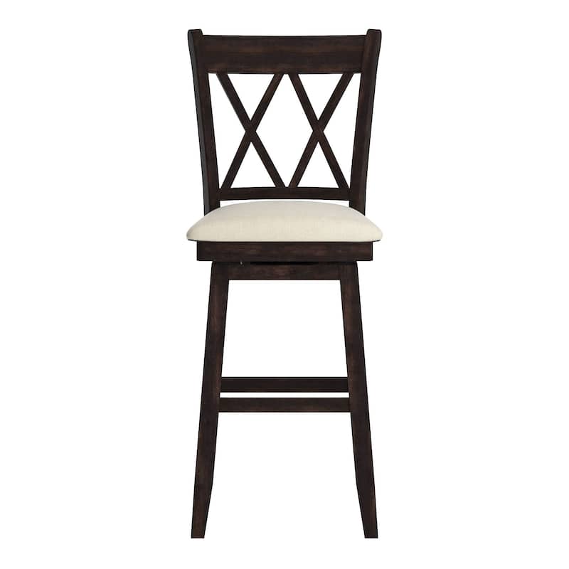 Eleanor Double X Back Wood Swivel Bar Stool by iNSPIRE Q Classic