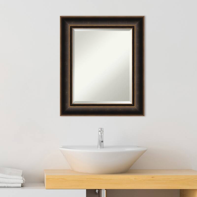 Villa Oil Rubbed Bronze Beveled Wood Framed Bathroom Vanity Wall Mirror - Villa Oil Rubbed Bronze