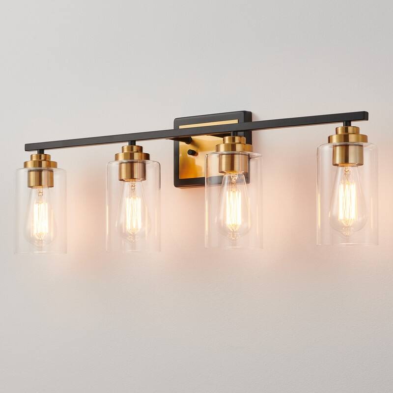 KAWOTI Rive 4-Light Dimmable Bathroom Vanity Light Antique Brass