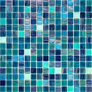 Mingles 12 in. x 12 in. Glossy Green Glass Mosaic Wall and Floor Tile ...