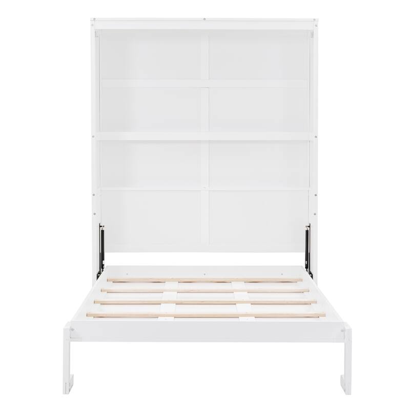 Murphy Bed Wall Bed with Built-in Shelves, Full/Queen Size, Foldable Cabinet for Small Spaces, Home Offices, and Apartments