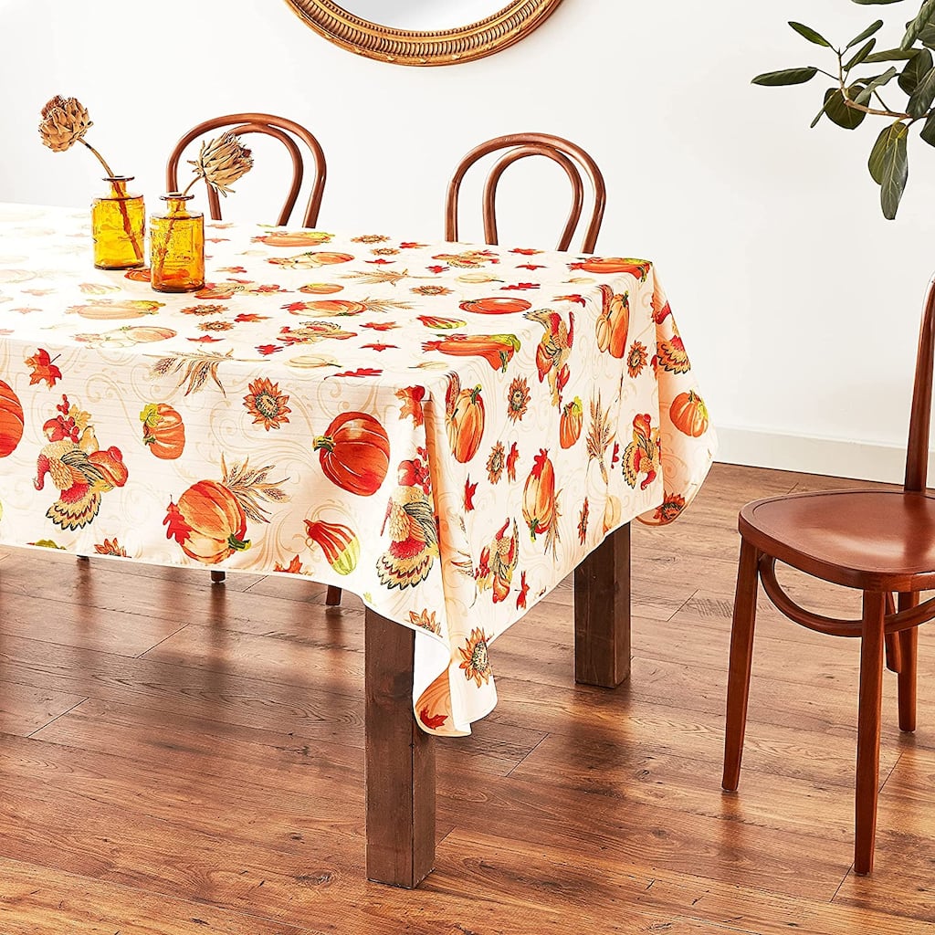 Violet Linen European Fall Harvest Autumn Turkey Tablecloth