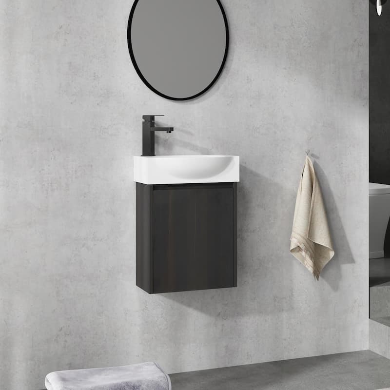 Bathroom Vanity With Sink In 16/20/24/30/36 Inch, Floating Bathroom Vanity With Soft Close Door