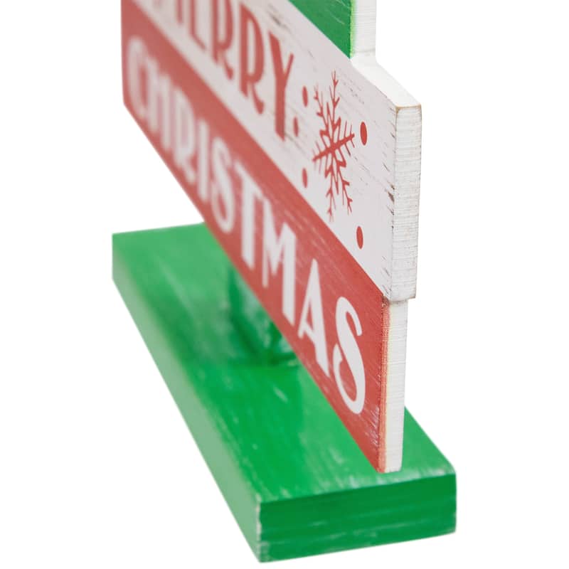 We Wish You A Merry Christmas Wooden Tree Sign - 16.5"