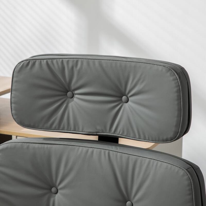 Criss Cross Chair with Adjustable Armrests Wheels Headrest, PU Lounge Vanity Desk Chair with Wide Seat, Swivel Office Chairs