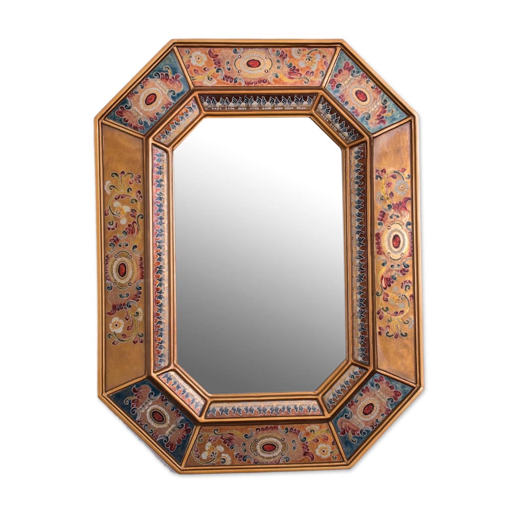 Novica Handmade Colonial Majesty Reverse-Painted Glass Wall Mirror