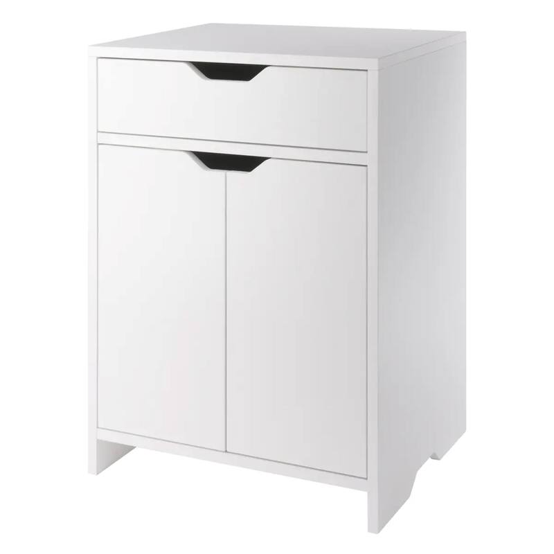 Two Shelf Storage Cabinet with Drawer - 26.25" - White